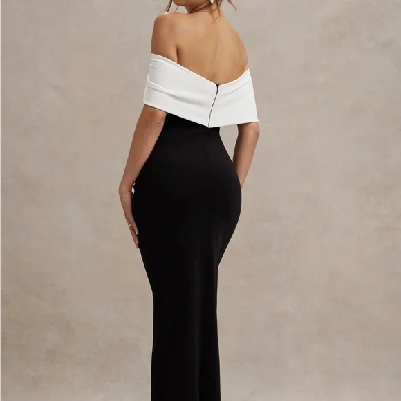 Chic Strapless Black and White Dress - Picture 2 of 2